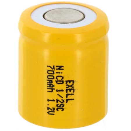 Exell Battery 1/2SC 700mAh 1.2V Flat top Rechargeable Battery for DIY, Radios, Power Packs EBC-324-0